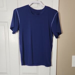 Black Bead Blue Short Sleeve Tee with Textured Fabric